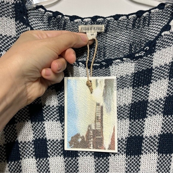 Fish & Kids Vichy Gingham Knit Dress in Blue and White M NWT - Picture 13 of 15